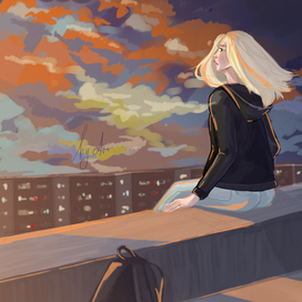 Темно-оранжевый закат