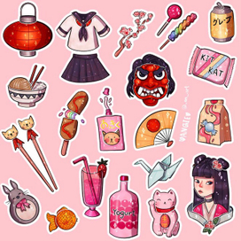 Стикеры, Япония