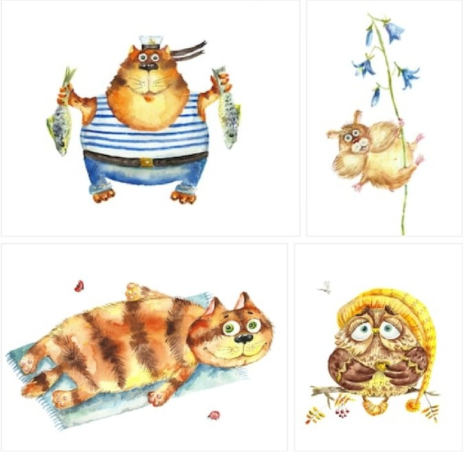 Акварельные персонажи