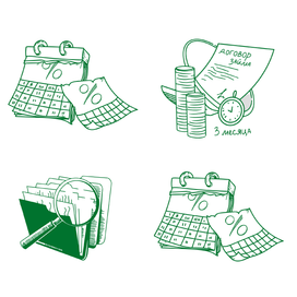 Контурные монохромные иллюстрации