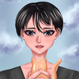 Малышка с котёнком 💜