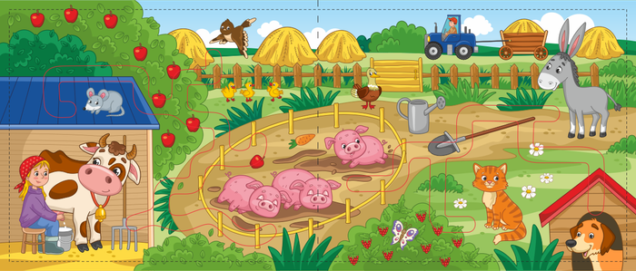 Разворот книжки "Кто живёт на ферме"