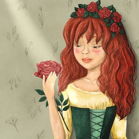 Красавица держит розу