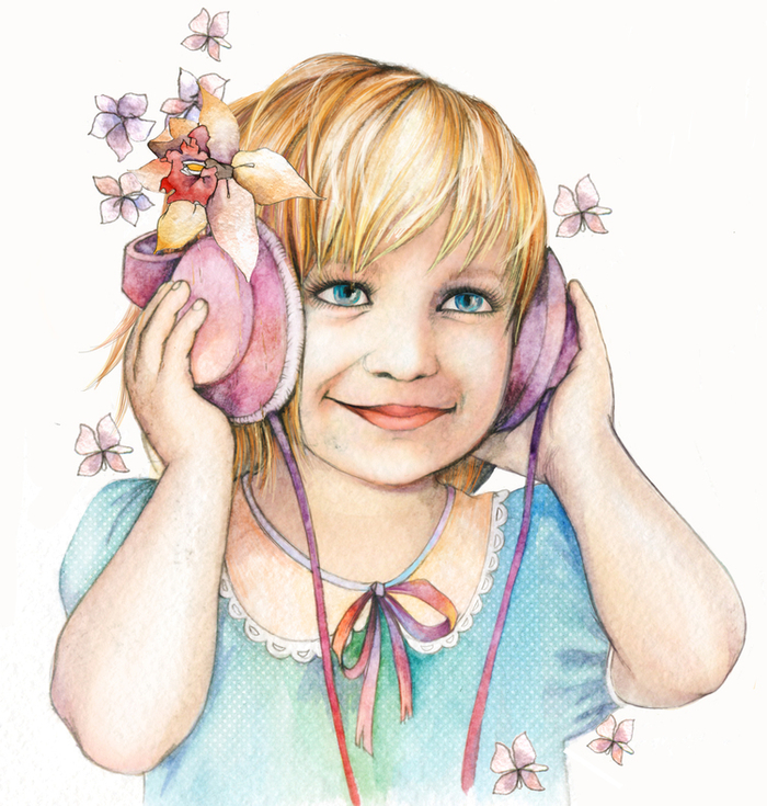 Девочка в наушниках