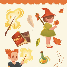 Осенний стикерпак Ведьмочки