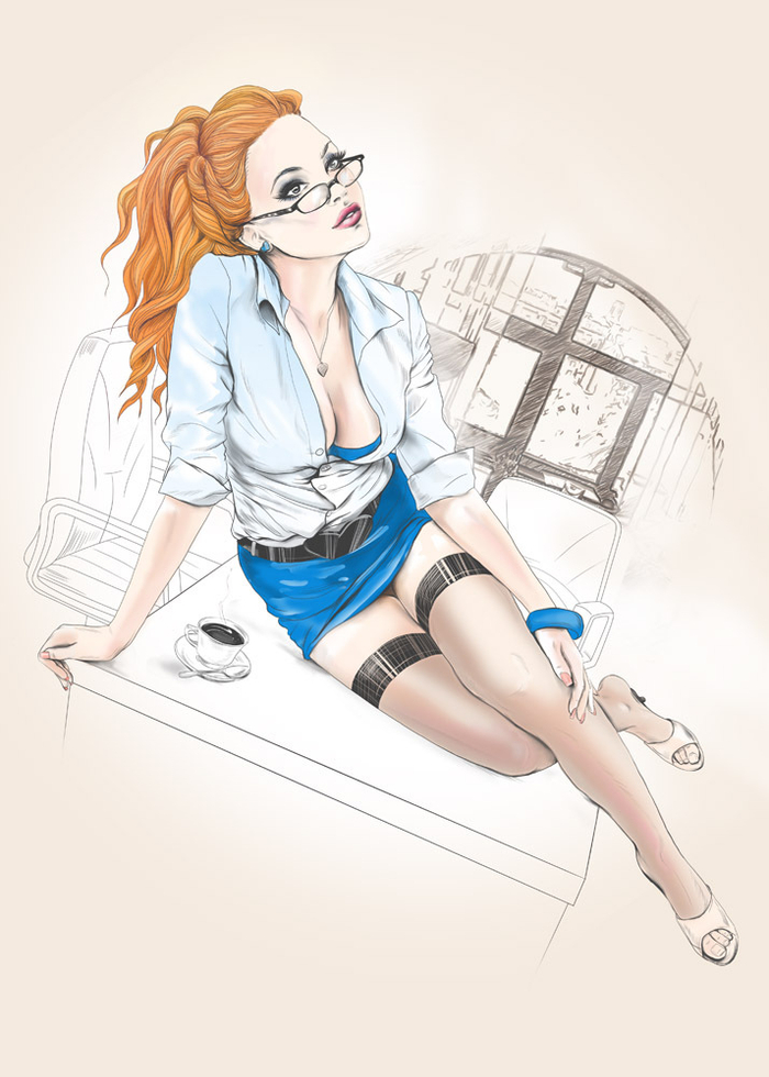 PIN-UP OFFICE GIRLS "Девушка-секретарь"".ПИН-АП.