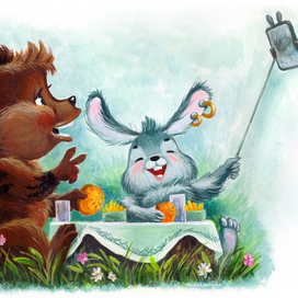 Копия с открыток Зарубина + моё видение, фантазия на тему "если бы Зарубин рисовал открытки в наше время"