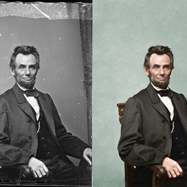 реставрация, ретушь и колоризация фото Линкольна