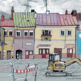 Польша. Хинчины. Ремонт рыночной площади.