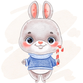 Милый зайчик в свитере 