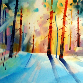 ,,Зимний  солнечный лес,,