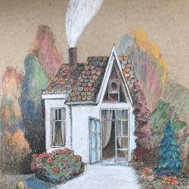 домик в осеннем лесу