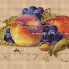 Натюрморт с персиком по картине Э. Прейе