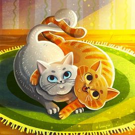 Обнимающиеся кошки 