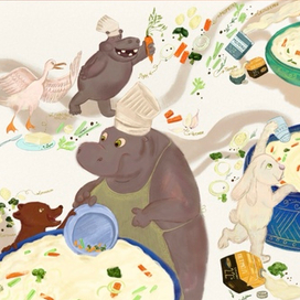 An illustration of the recipe. Children book illustration.