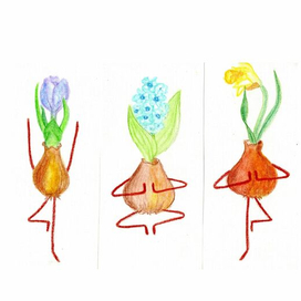Весенние цветы Милая иллюстрация Йога ЗОЖ