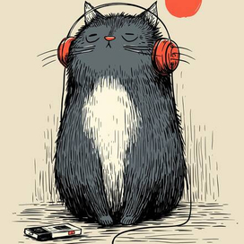 Моя кошка слушает музыку