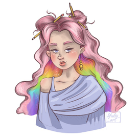 Девушка с радугой в волосах