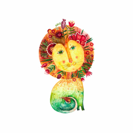 Лев в цветах