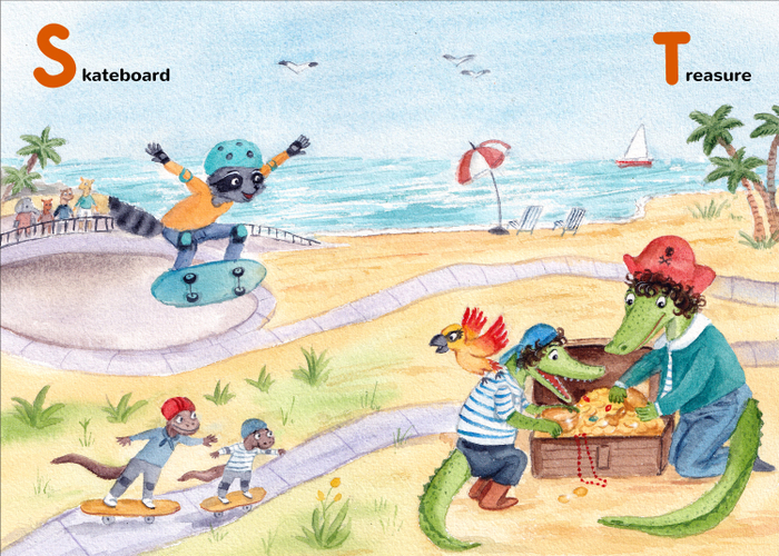 Английская азбука, буквы  S и T