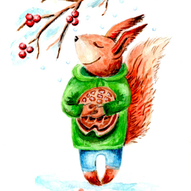 Белка. Акварель