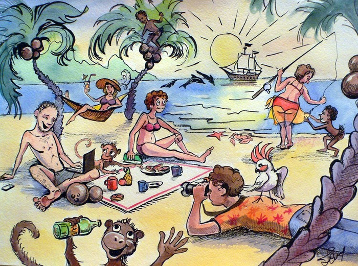 завтрак под пальмами