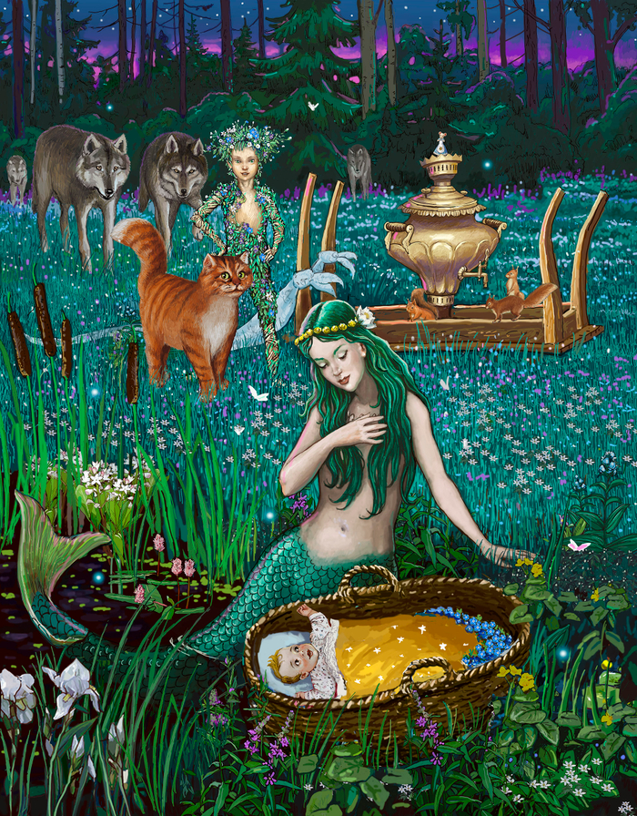 Русалка Таисья убаюкивает ребенка колыбельной.