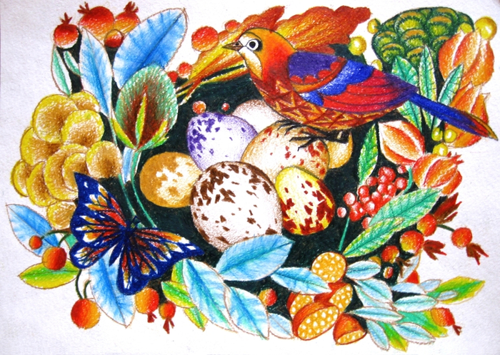 "Композиция №2" Акварельные карандаши, А4.2014г