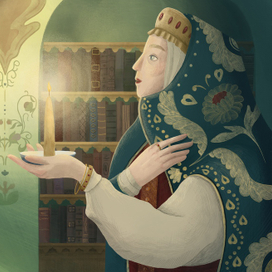 Иллюстрация для челленджа «Девять дев». Хранительница книг 