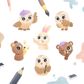 Персонажи-подсказки для учебника по рисованию