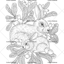 Страничка-раскраска "Зайки и Толокнянка"