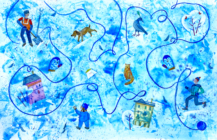 Форзац к сказке "История синей варежки"