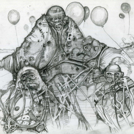 Author's illustration for the script, "My name is Dora." Memories of his father ...2015.