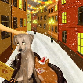 новогодняя открытка животные