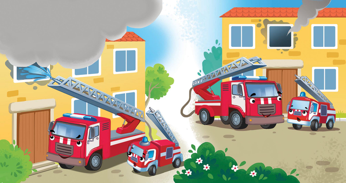 Сонные сказки про машинки. Книжки-картонки. Баю-бай, пожарная машинка!