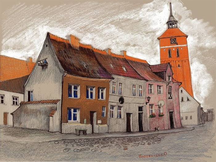 последний луч заходящего солнца. Решель. Польша.