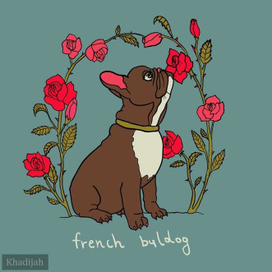 Бульдог и розы