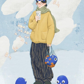 Зимняя открытка для кофейни Brewsell