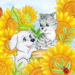 Иллюстрация на обложку книги Н.Шемякиной "Солнышки-подсолнушки"