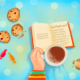 Иллюстрация для социальной рекламы "Много читать - модно"