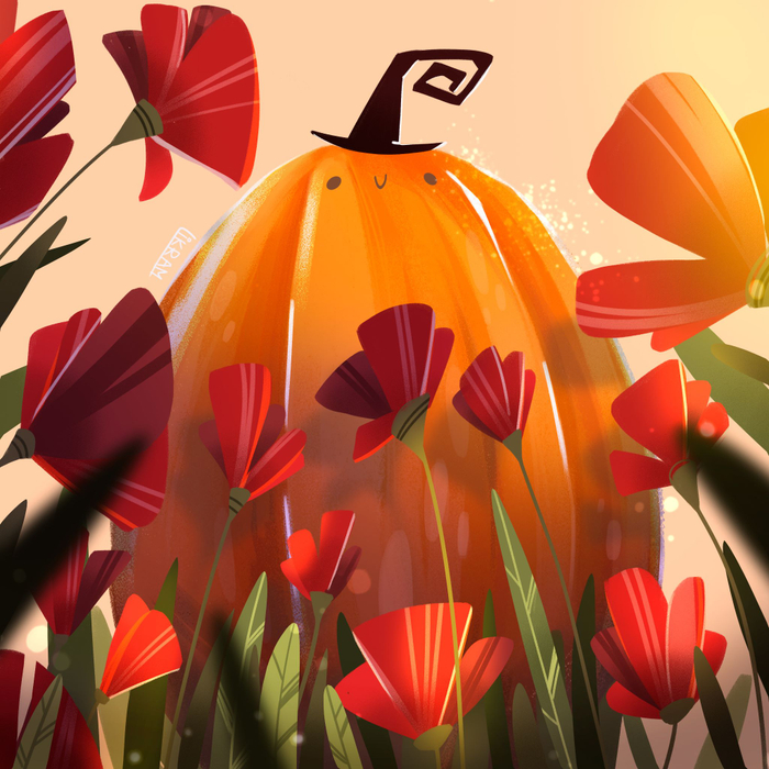 Хэллоуинская тыква в маках