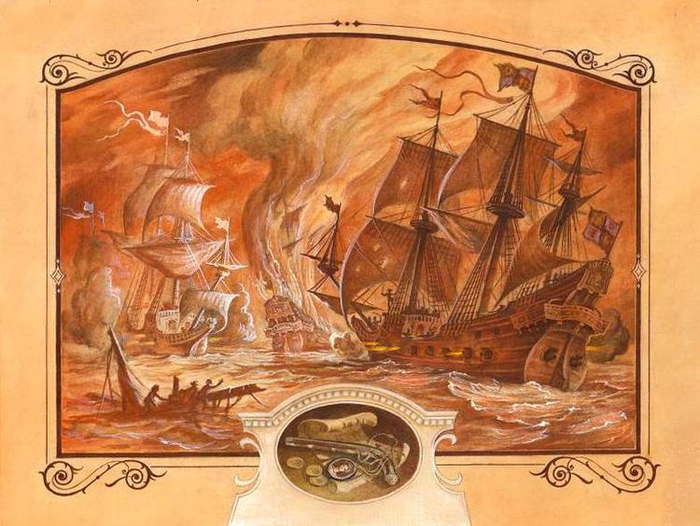 1 форзац  к книге  ПИРАТЫ МЕКСИКАНСКОГО ЗАЛИВА