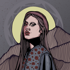 Девушка на фоне горы