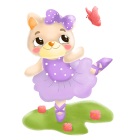 Детская иллюстрация "Котенок-балерина"