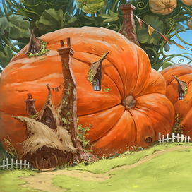 Фон для детской фотосессии, тыквенный городок