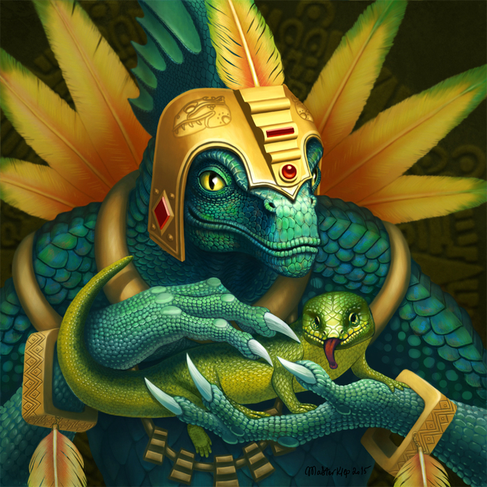 Лизардмен шаман из вселенной Вархаммера Фентези