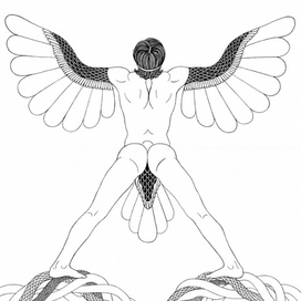 Человек-птица смотрит на солнце