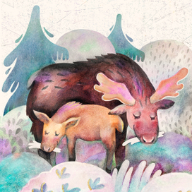 Лоси едят травку