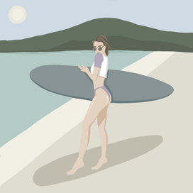 сёрфинг в пастельных тонах