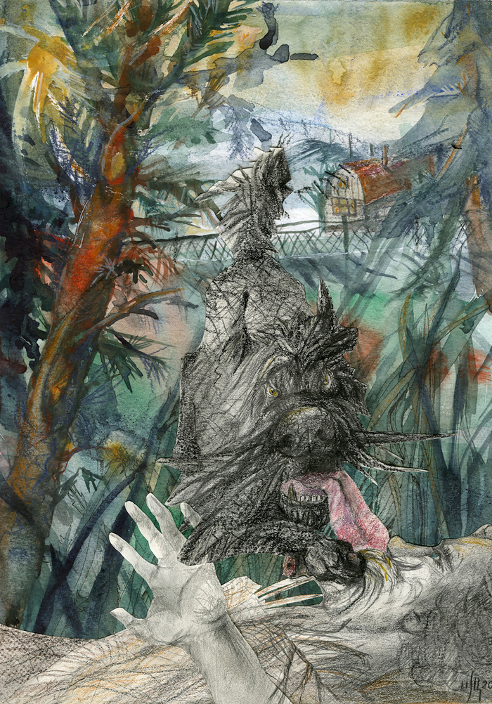 УЖЕ НАСТУПИЛО УТРО... (иллюстрация к "Картофельной собаке" Ю.Коваля)